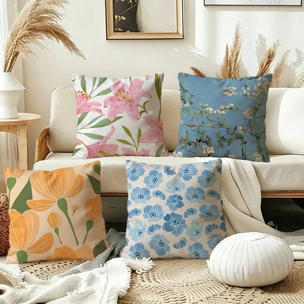 Home Textiles Market - Abstract Flower Market Cushion Cover Car