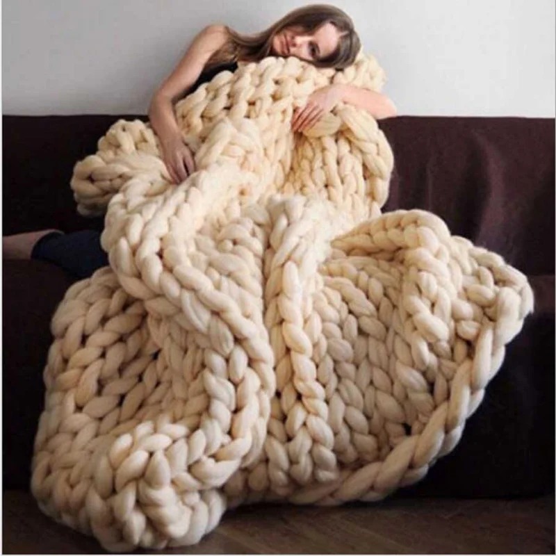 Throw Blanket Chunky Knit - Fashion Chunky Wool Blanket Thick Big