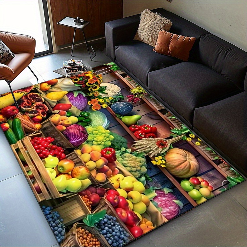 Home Textiles Market - Vibrant Fruit Market Rug for Kitchen