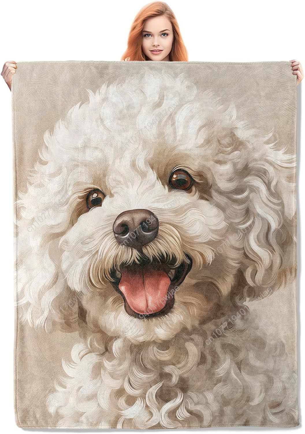 Home Textiles Design - Joyful Poodle Portrait Blanket Realistic Dog