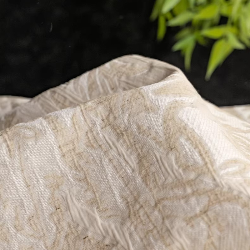 Beige Linen Jacquard Fabric Fl - đánh giá và giá Home Textiles Design