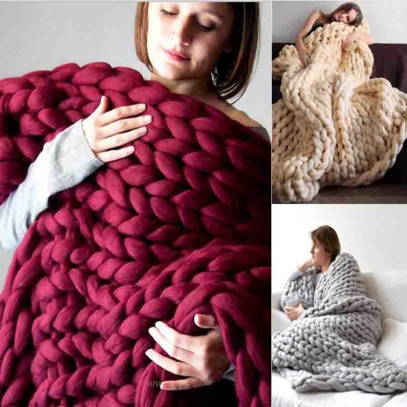 Fashion Chunky Wool Blanket Th - đánh giá và giá Throw Blanket Chunky Knit