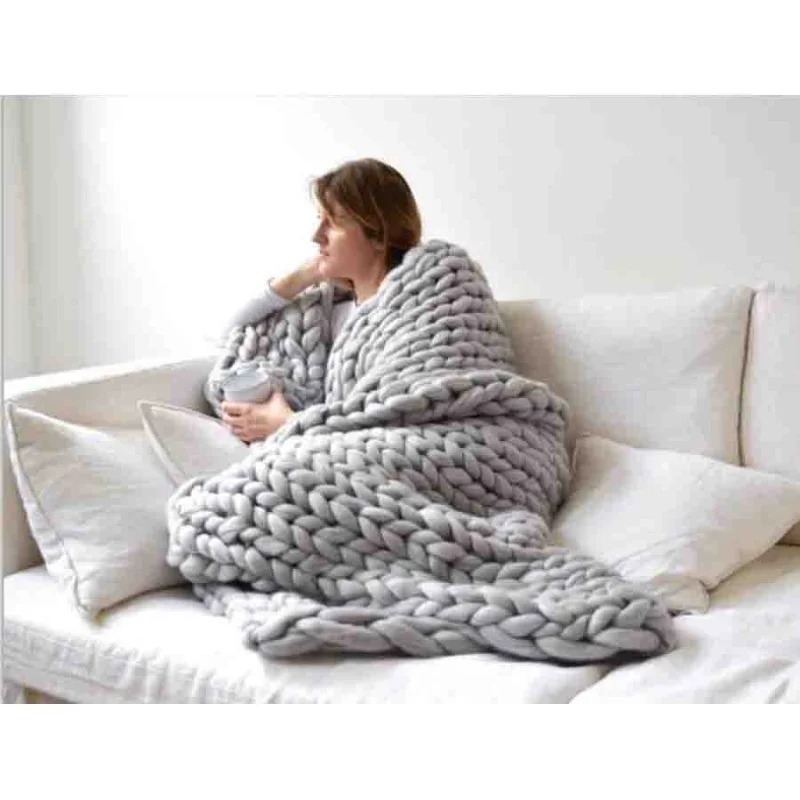 Fashion Chunky Wool Blanket Th - đánh giá và giá Throw Blanket Chunky Knit