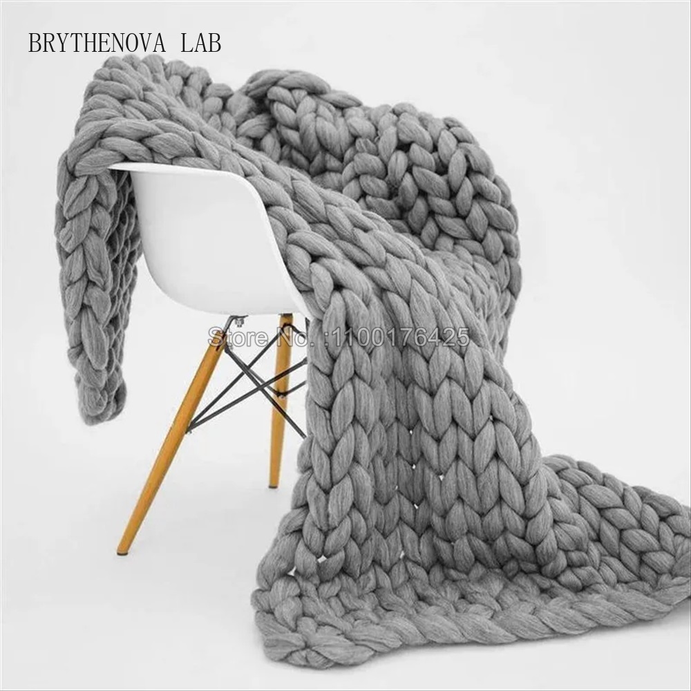 Grey Soft Knitted Blanket Wint - đánh giá và giá Throw Blanket Chunky Knit
