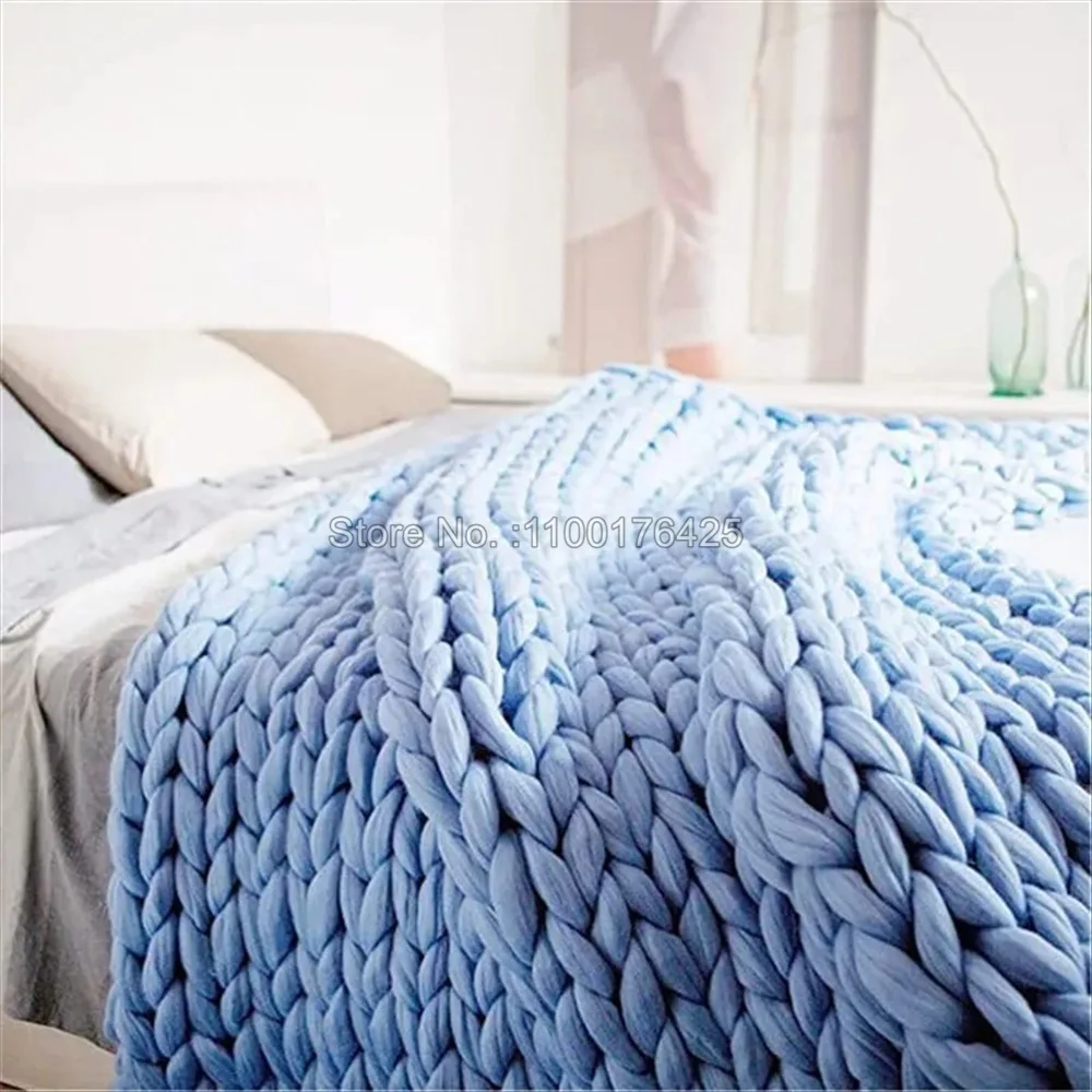 Grey Soft Knitted Blanket Wint - đánh giá và giá Throw Blanket Chunky Knit