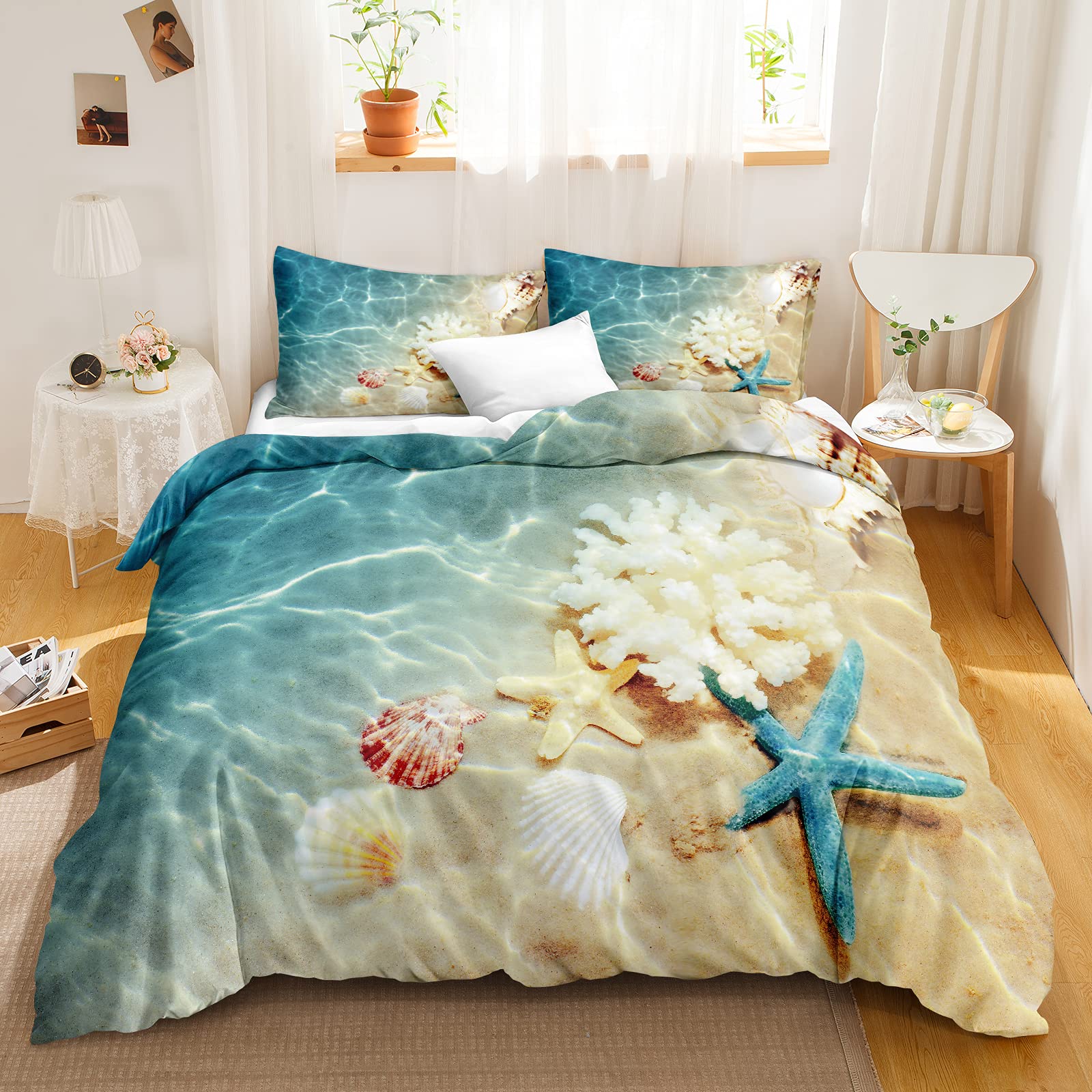 Beach Comforter Cover, Coastal - đánh giá và giá Bed Sheet Microfiber