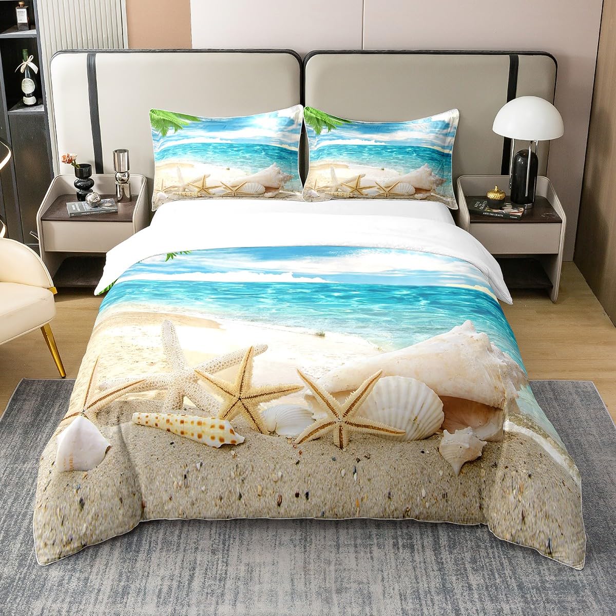Beach Comforter Cover, Coastal - đánh giá và giá Bed Sheet Microfiber
