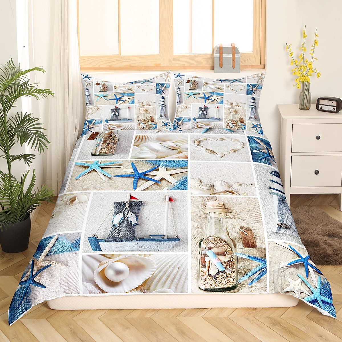 Beach Comforter Cover, Coastal - đánh giá và giá Bed Sheet Microfiber
