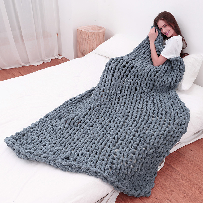 Hand Chunky Knitted Blanket Th - đánh giá và giá Throw Blanket Chunky Knit