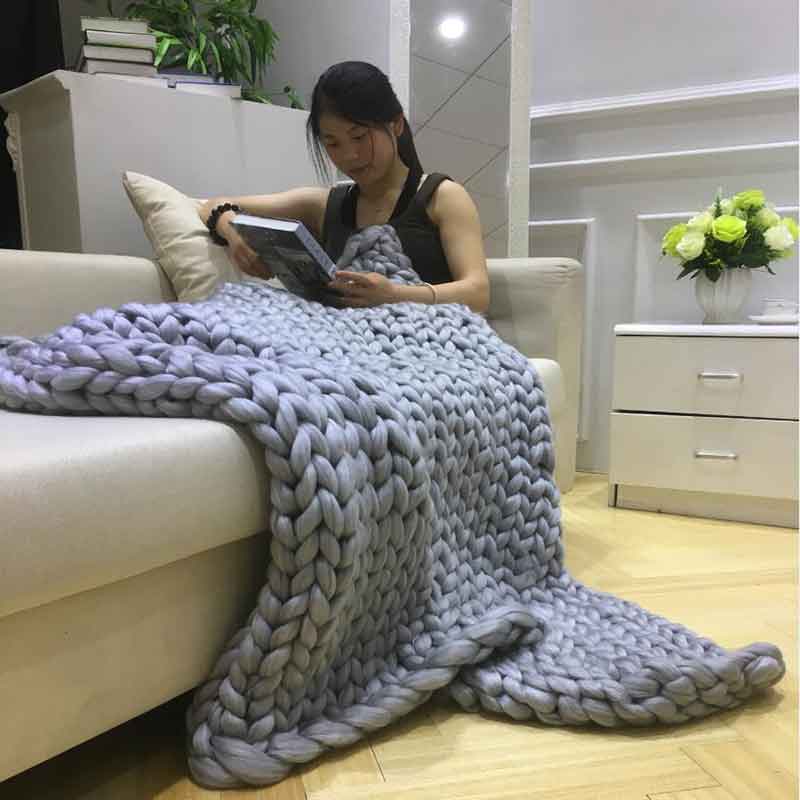 Thời Trang Tay Chun Dệt Kim Ch - đánh giá và giá Throw Blanket Chunky Knit