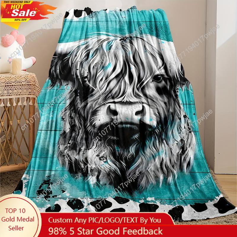 Cozy Soft Highland Cow Flannel - đánh giá và giá Throw Blanket Chunky Knit