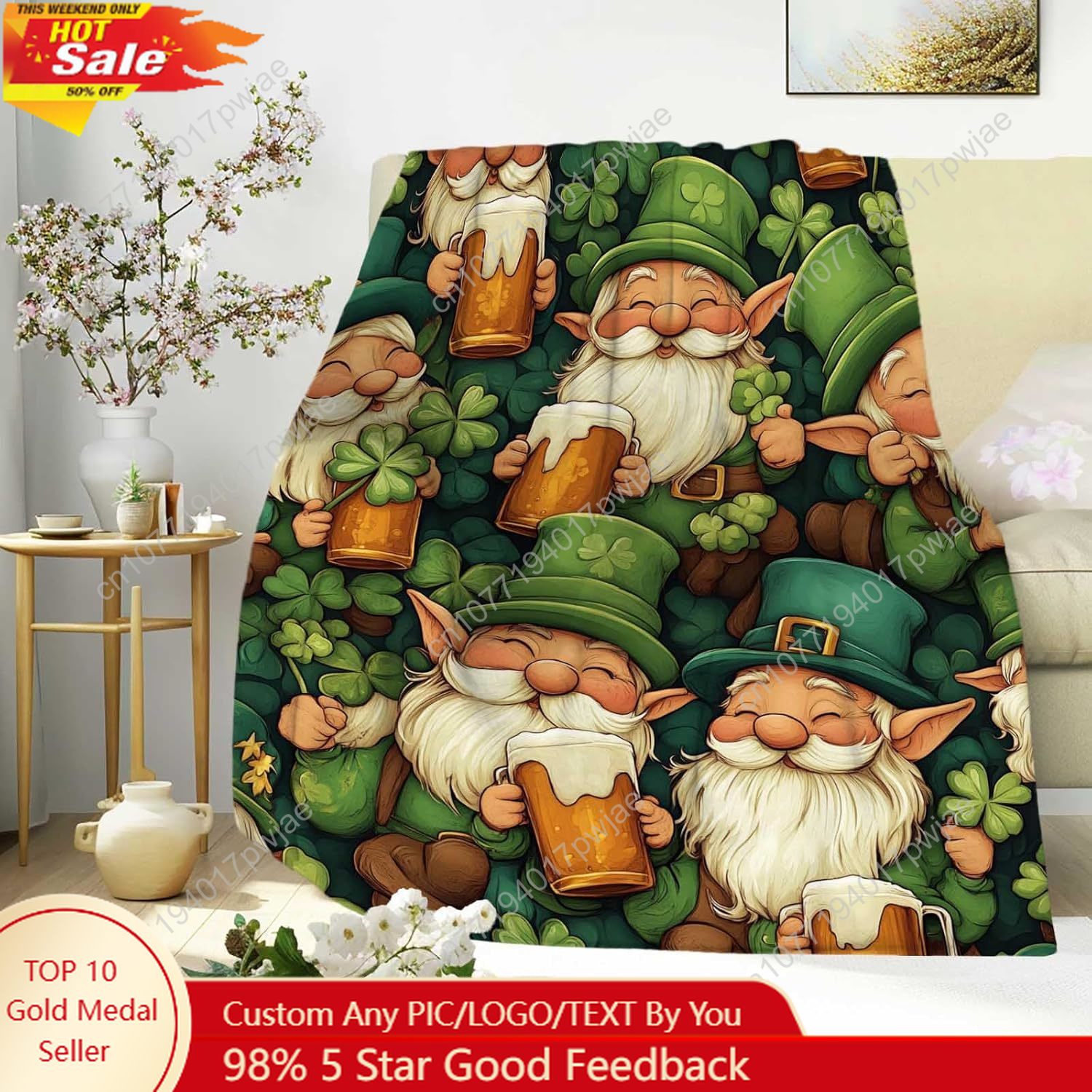 St. Patrick’s Day Gnome Throw  - đánh giá và giá Home And Textiles Today