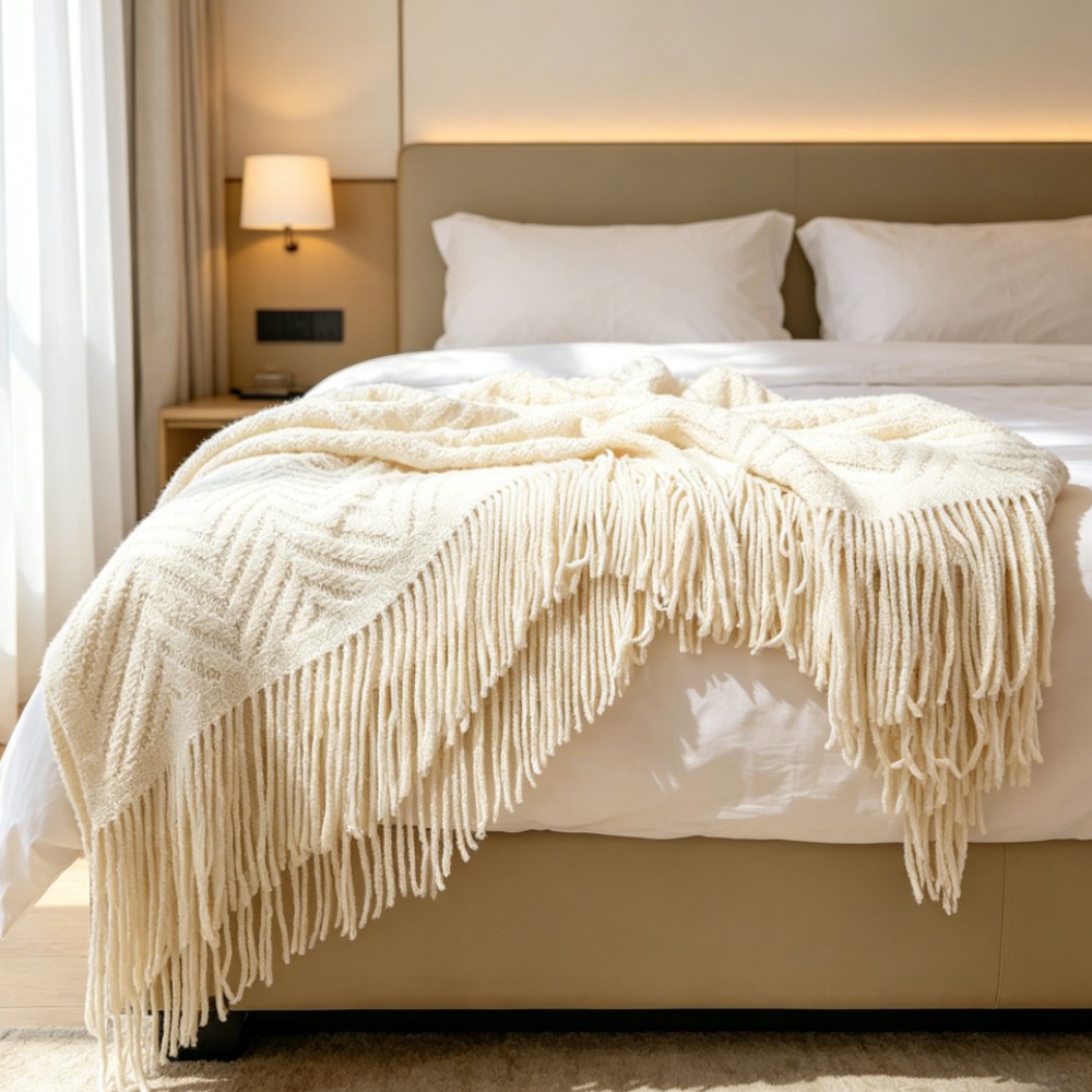 Luxury Chunky Cream Throw Blan - đánh giá và giá Throw Blanket Chunky Knit