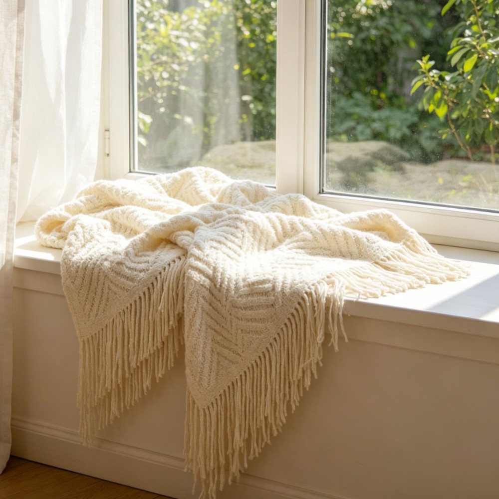 Luxury Chunky Cream Throw Blan - đánh giá và giá Throw Blanket Chunky Knit
