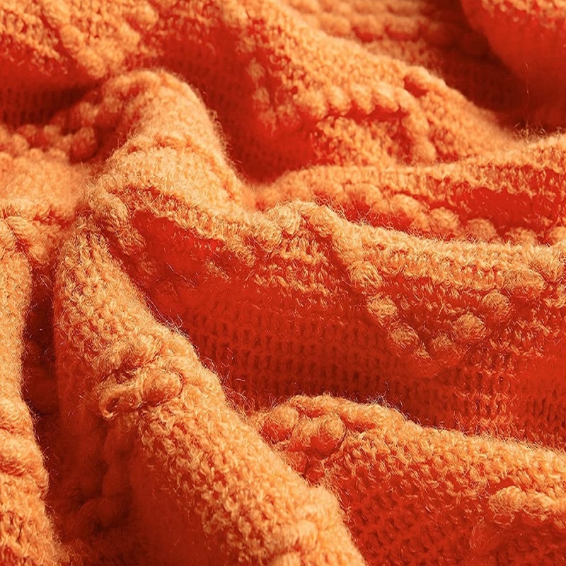 Orange Knitted Throw Blankets  - đánh giá và giá Throw Blanket Chunky Knit