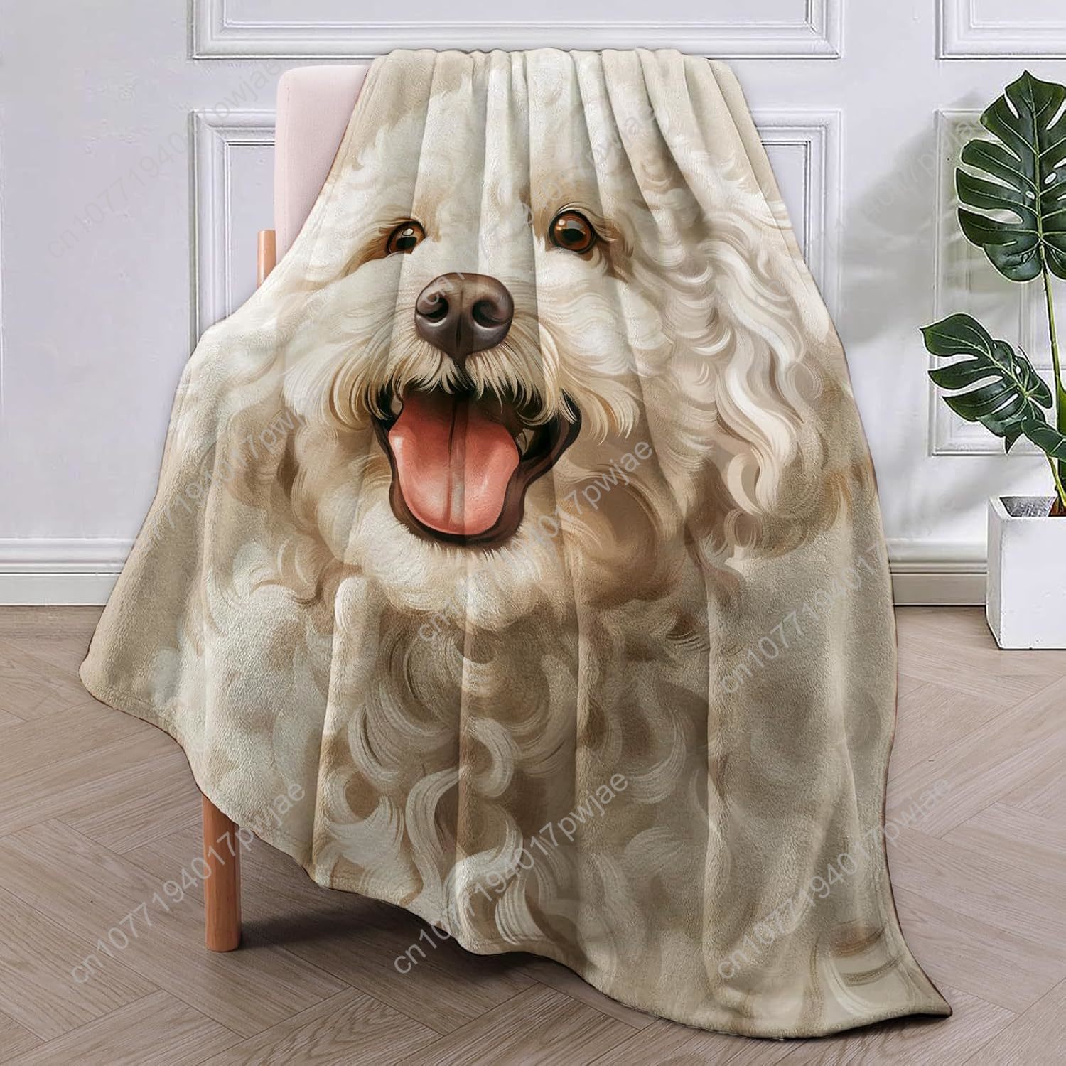 Joyful Poodle Portrait Blanket - đánh giá và giá Home Textiles Design