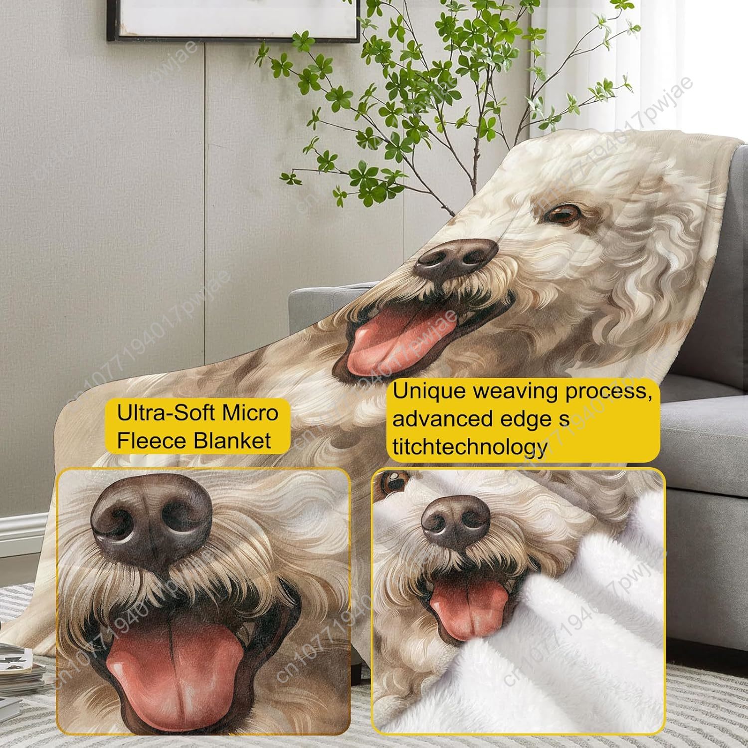 Joyful Poodle Portrait Blanket - đánh giá và giá Home Textiles Design