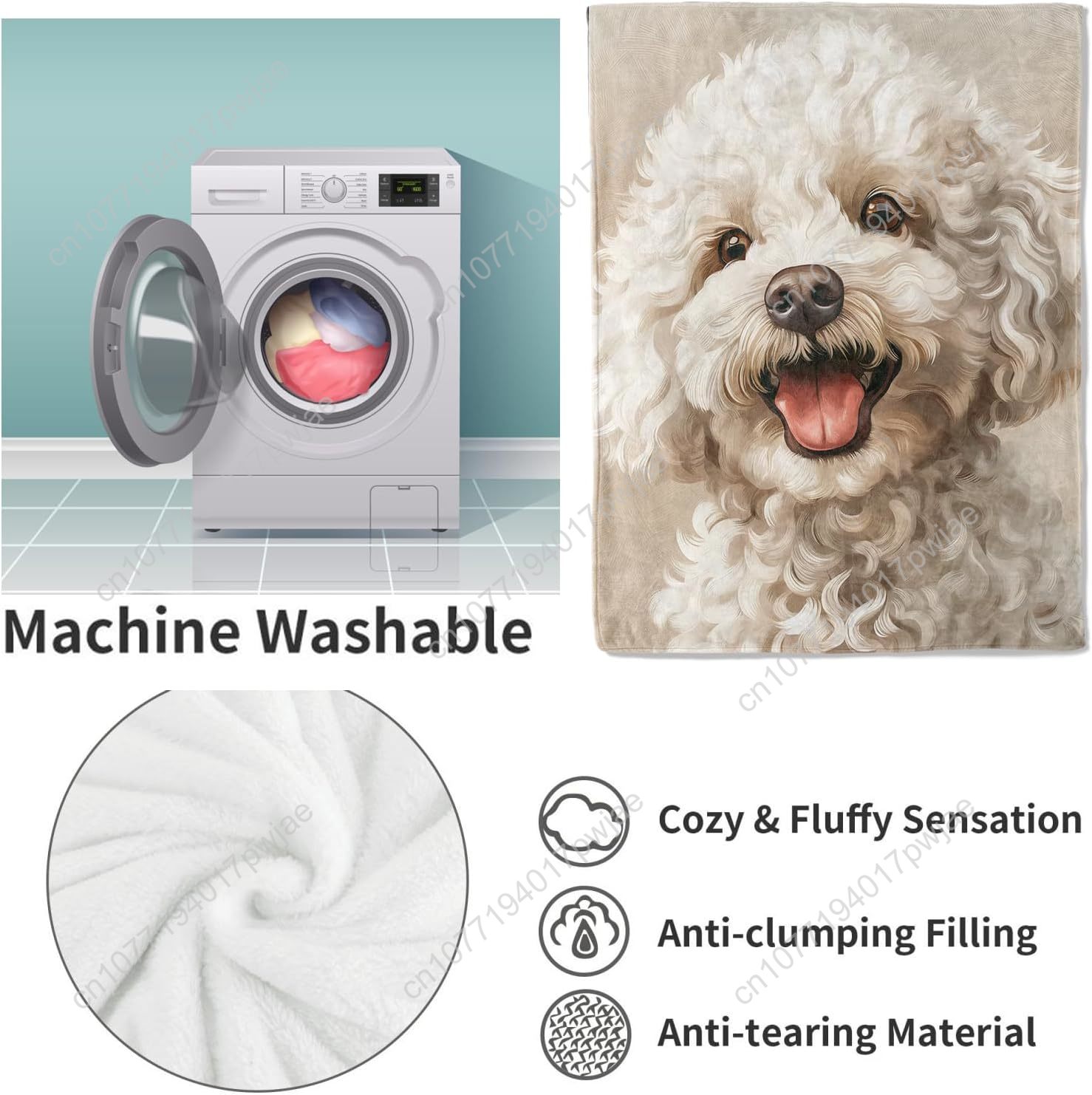 Joyful Poodle Portrait Blanket - đánh giá và giá Home Textiles Design