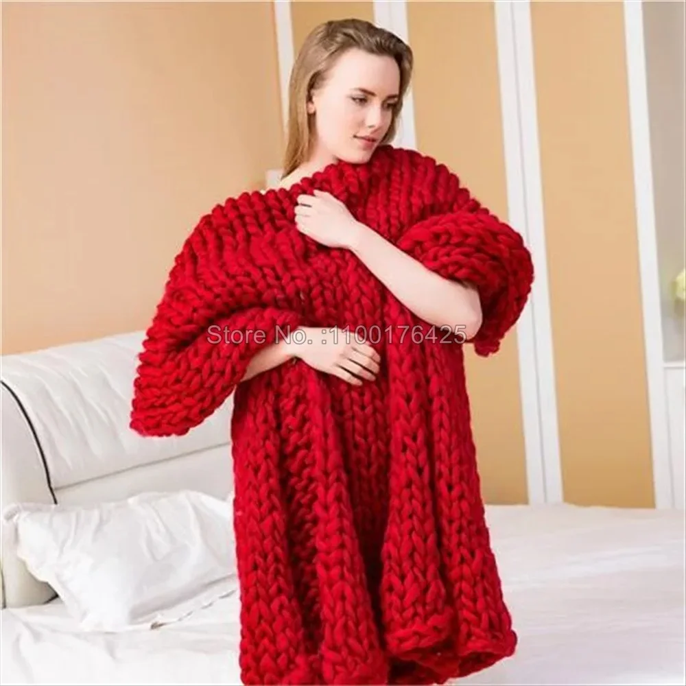 Grey Soft Knitted Blanket Wint - đánh giá và giá Throw Blanket Chunky Knit