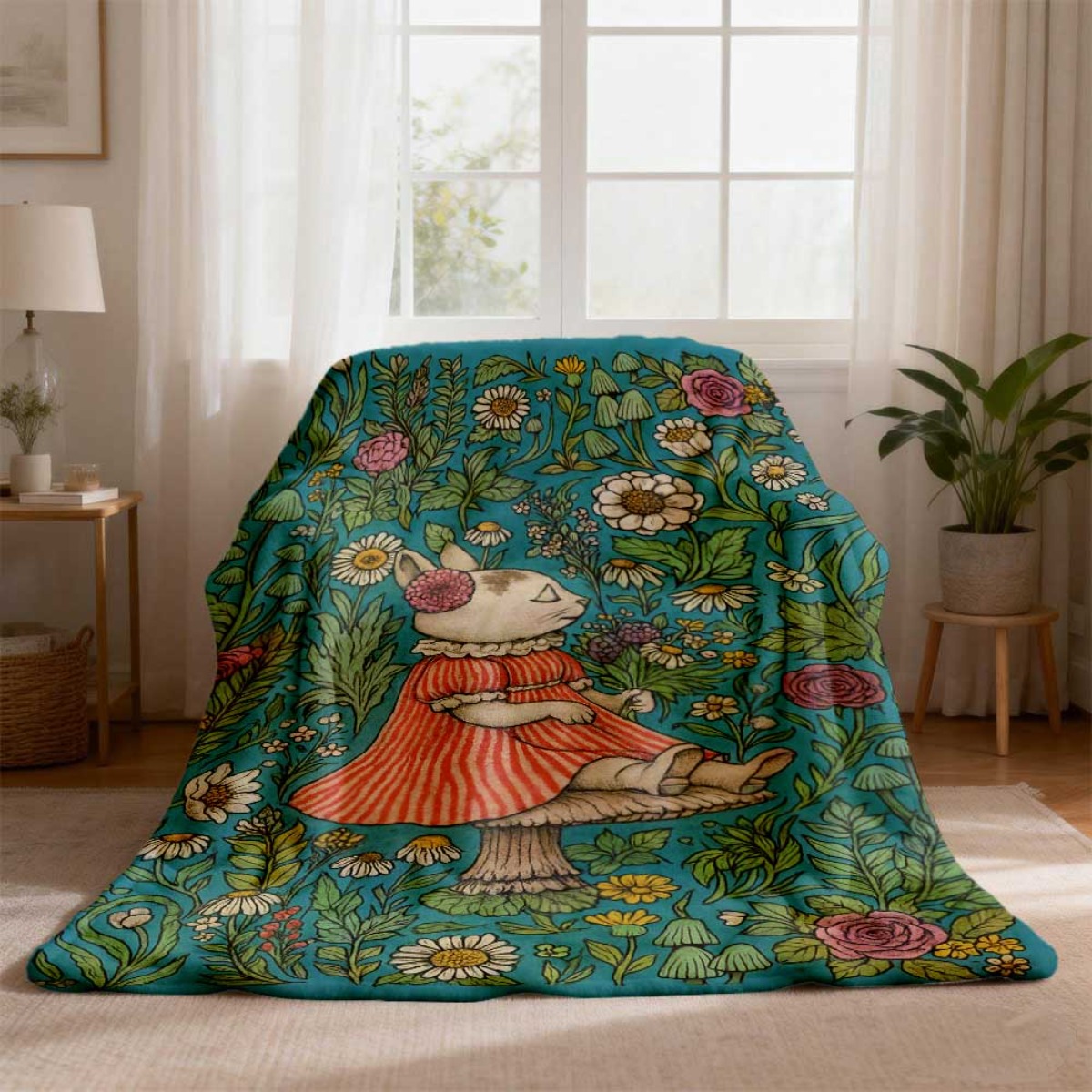 Whimsical Floral Rabbit Throw  - đánh giá và giá Throw Blanket Chunky Knit